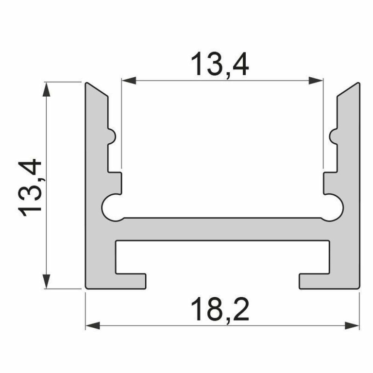 Deko-Light Profil, Nuten-Profil, U-hoch AU-10-12, Aluminium, Silber, Eloxiert, Tiefe: 2000 mm, Breite: 18.2 mm,