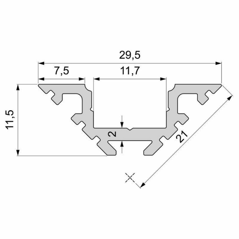 Deko-Light Profil, Eck-Profil AV-01-10, 10 - 11,3 mm LED Stripes, Aluminium, Silber, Eloxiert, Tiefe: 2000 mm,