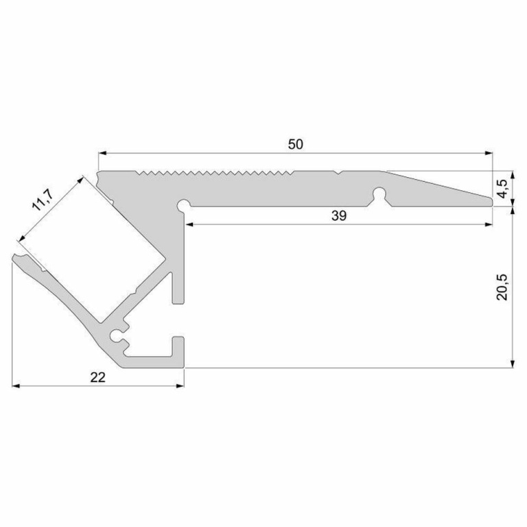 Deko-Light Profil, Treppenstufen-Profil AL-01-10, 10 - 11,3 mm LED Stripes, Aluminium, Silber, Eloxiert, Tiefe: