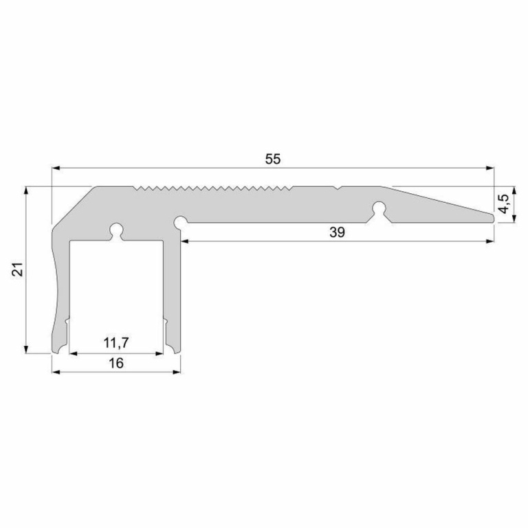 Deko-Light Profil, Treppenstufen-Profil AL-02-10, 10 - 11,3 mm LED Stripes, Aluminium, Silber, Eloxiert, Tiefe: