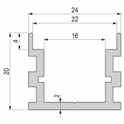 Profil, IP-Profil, U-hoch AU-05-15, 15 - 16,3 mm LED Stripes, Aluminium, Silber, Naturbelassen, Tief