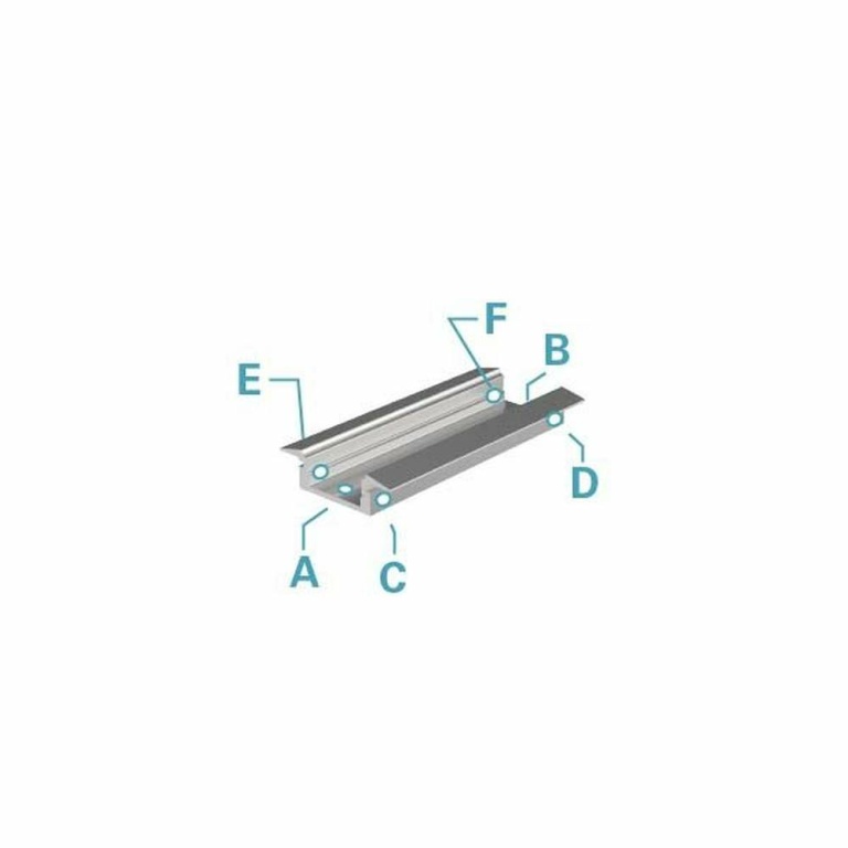 Deko-Light Profil, T-Profil flach ET-01-08, 8 - 9,3 mm LED Stripes, Aluminium, Silber, Eloxiert, Tiefe: 2000 mm