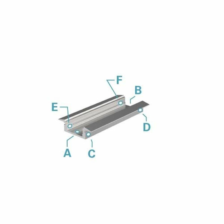 Deko-Light Profil, T-Profil flach ET-01-10, 10 - 11,3 mm LED Stripes, Aluminium, Silber, Eloxiert, Tiefe: 2000