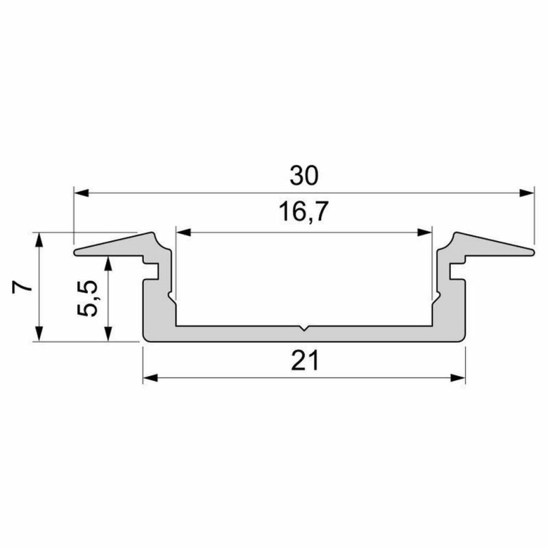 Deko-Light Profil, T-Profil flach ET-01-15, 15 - 16,3 mm LED Stripes, Aluminium, Silber, Eloxiert, Tiefe: 2000