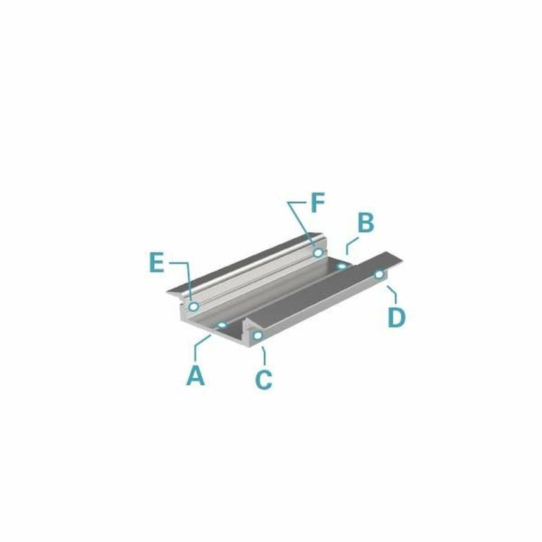 Deko-Light Profil, T-Profil flach ET-01-15, 15 - 16,3 mm LED Stripes, Aluminium, Silber, Eloxiert, Tiefe: 2000