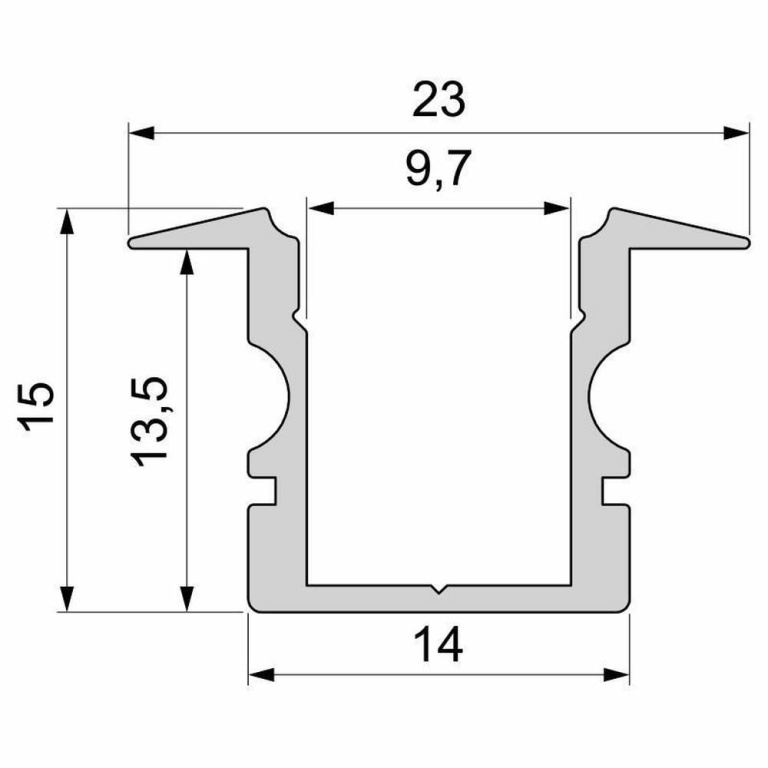 Deko-Light Profil, T-Profil hoch ET-02-08, 8 - 9,3 mm LED Stripes, Aluminium, Schwarz, Eloxiert, Tiefe: 2000 mm