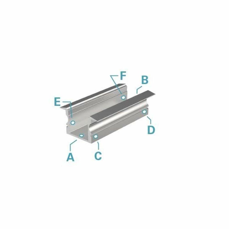 Deko-Light Profil, T-Profil hoch ET-02-12, 12 - 13,3 mm LED Stripes, Aluminium, Silber, Eloxiert, Tiefe: 2000 m