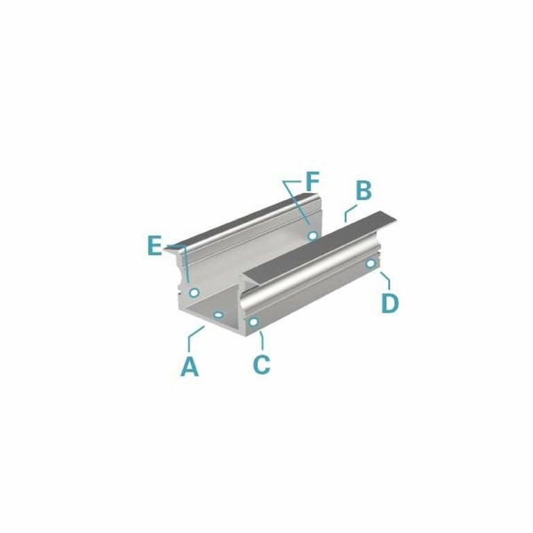 Deko-Light Profil, T-Profil hoch ET-02-15, 15 - 16,3 mm LED Stripes, Aluminium, Silber, Eloxiert, Tiefe: 2000 m