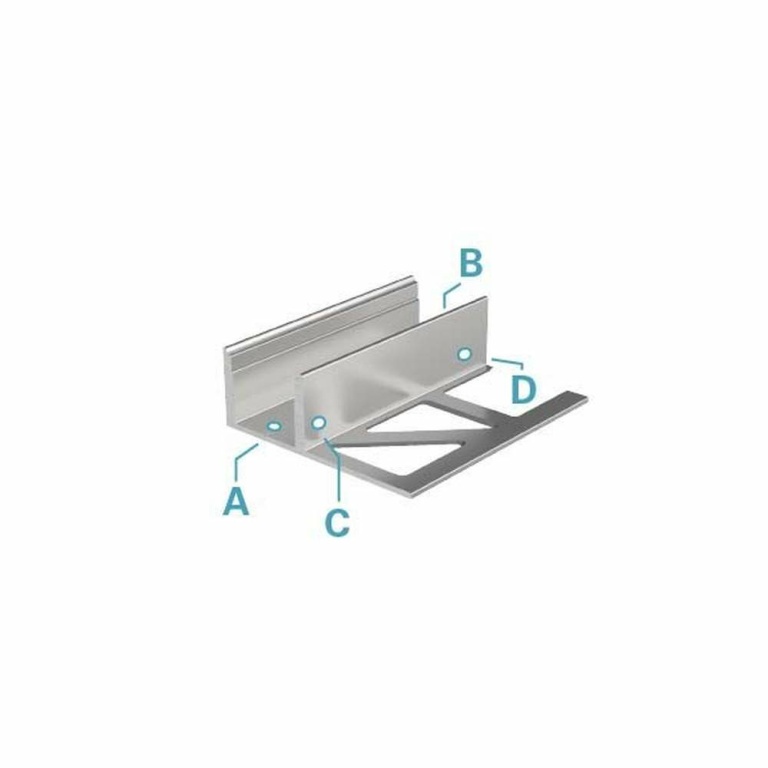 Deko-Light Profil, Fliesen-Profil EL-01-08, 8 - 9,3 mm LED Stripes, Aluminium, Silber, Eloxiert, Tiefe: 2500 mm