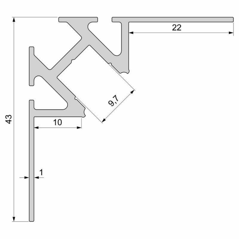 Deko-Light Profil, Fliesen-Profil Ecke innen EV-01-08, 8 - 9,3 mm LED Stripes, Aluminium, Silber, Eloxiert, Tie