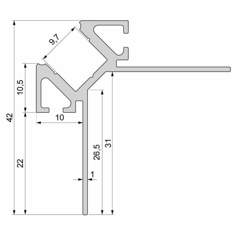 Deko-Light Profil, Fliesen-Profil Ecke außen EV-02-08, 8 - 9,3 mm LED Stripes, Aluminium, Silber, Eloxiert, Tie