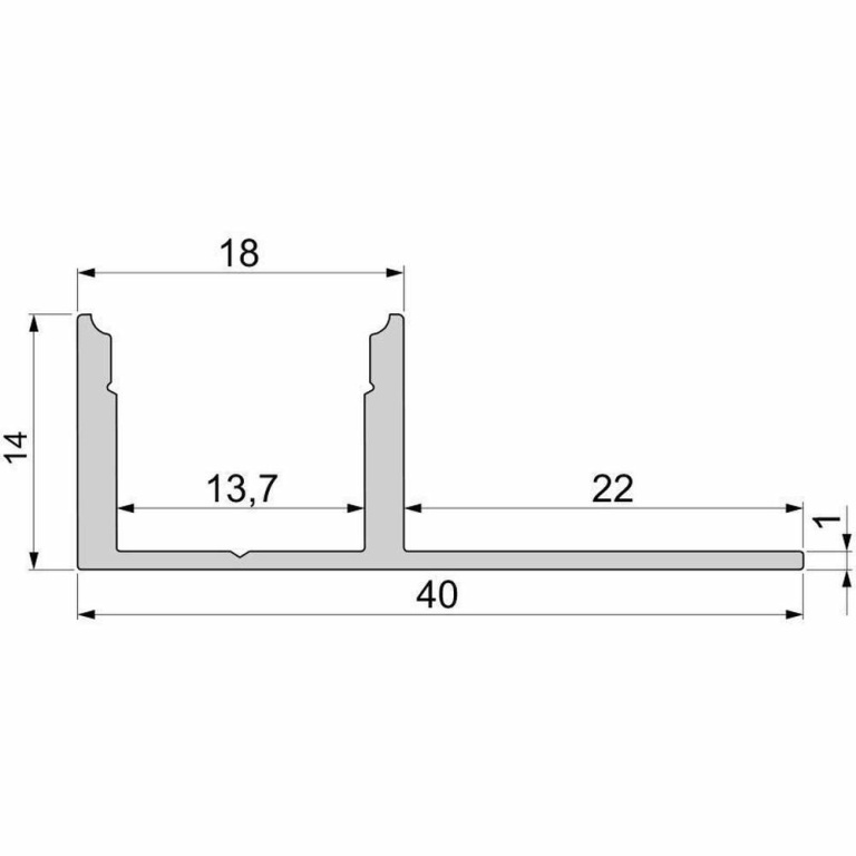 Deko-Light Profil, Fliesen-Profil EL-03-12, 12 - 13,3 mm LED Stripes, Aluminium, Weiß, Lackiert, Tiefe: 2500 mm