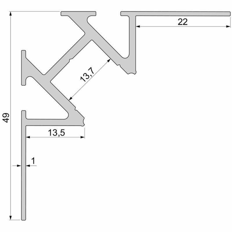 Deko-Light Profil, Fliesen-Profil Ecke innen EV-01-12, 12 - 13,3 mm LED Stripes, Aluminium, Silber, Eloxiert, T