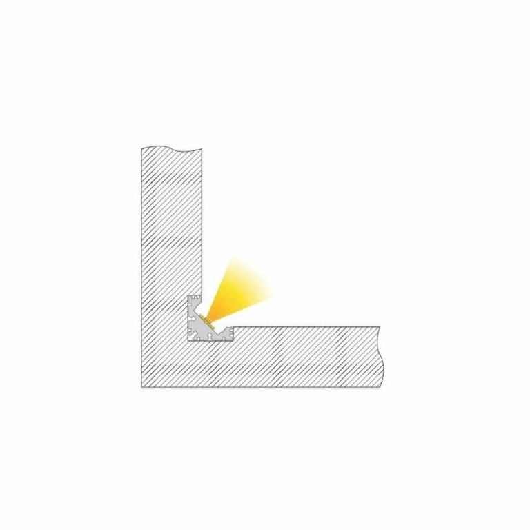 Deko-Light Profil, Eck-Profil EV-04-12, 12 - 13,3 mm LED Stripes, Aluminium, Silber, Eloxiert, Tiefe: 2000 mm,