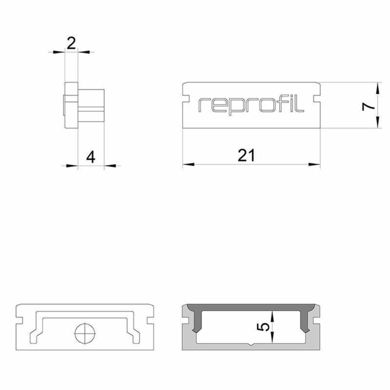 Deko-Light Profil Endkappe, Endkappe P-AU-01-15 Set 2 Stk, Kunststoff, Schwarz, Tiefe: 21 mm, Breite: 6 mm, Höh