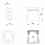 Profil Endkappe, Endkappe P-AU-02-08 Set 2 Stk, Kunststoff, Weiß, Tiefe: 14 mm, Breite: 6 mm, Höhe: