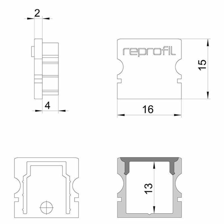 Deko-Light Profil Endkappe, Endkappe P-AU-02-10 Set 2 Stk, Kunststoff, Weiß, Tiefe: 16 mm, Breite: 6 mm, Höhe: