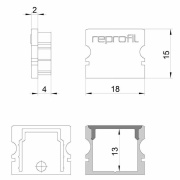 Profil Endkappe, Endkappe P-AU-02-12 Set 2 Stk, Kunststoff, Grau, Tiefe: 18 mm, Breite: 6 mm, Höhe: