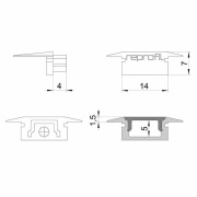 Profil Endkappe, Endkappe P-ET-01-08 Set 2 Stk, Kunststoff, Grau, Tiefe: 23 mm, Breite: 16 mm, Höhe: