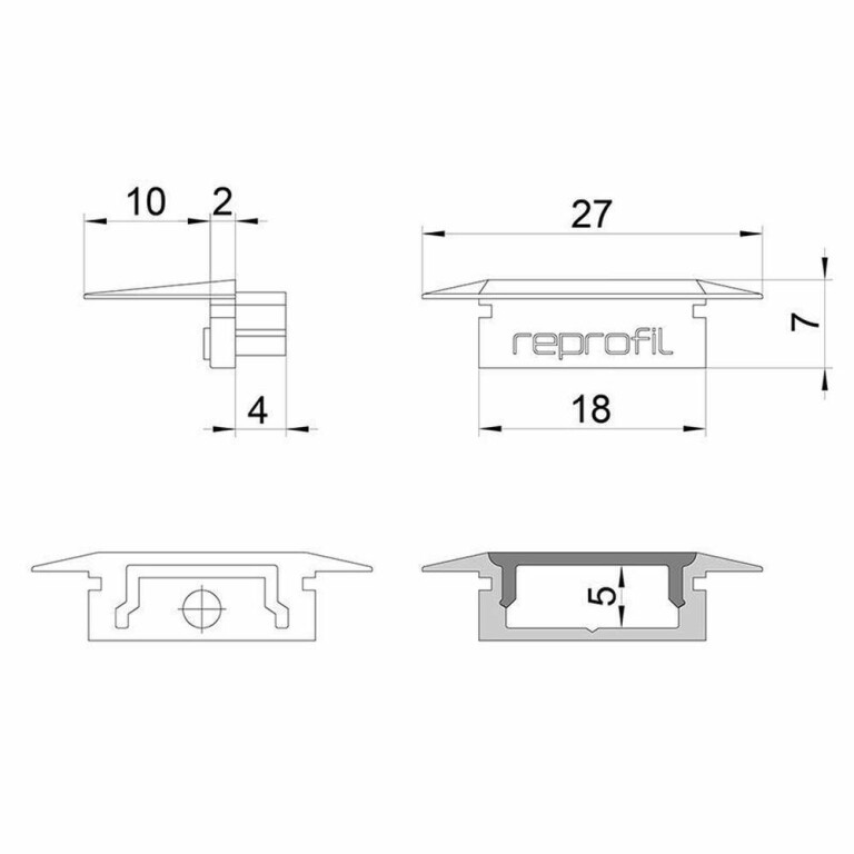 Deko-Light Profil Endkappe, Endkappe P-ET-01-12 Set 2 Stk, Kunststoff, Weiß, Tiefe: 27 mm, Breite: 16 mm, Höhe: