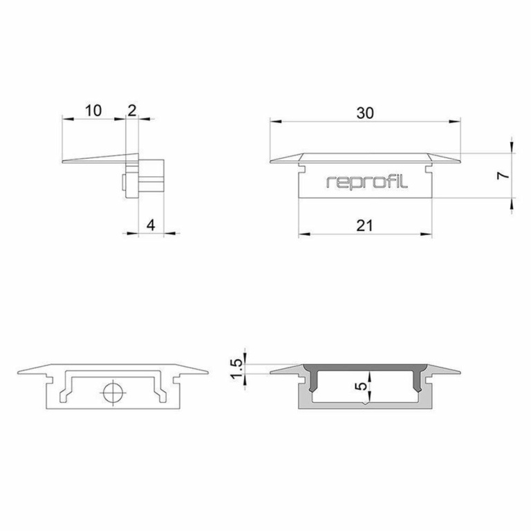 Deko-Light Profil Endkappe, Endkappe P-ET-01-15 Set 2 Stk, Kunststoff, Schwarz, Tiefe: 30 mm, Breite: 16 mm, Hö