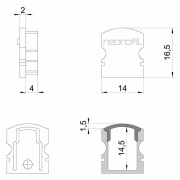 Profil Endkappe, Endkappe F-AU-02-08 Set 2 Stk, Kunststoff, Weiß, Tiefe: 14 mm, Breite: 6 mm, Höhe: