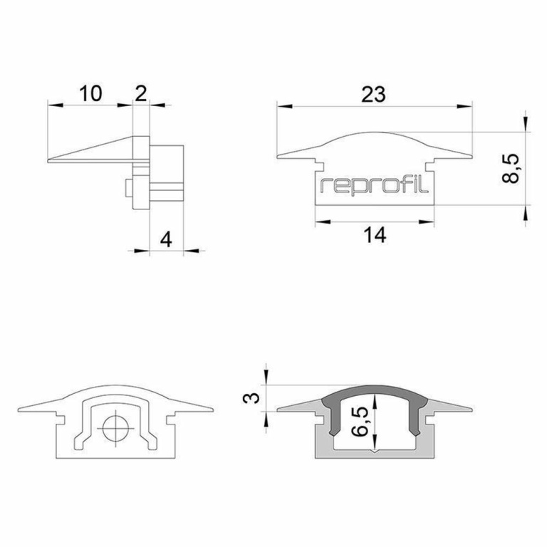 Deko-Light Profil Endkappe, Endkappe F-ET-01-08 Set 2 Stk, Kunststoff, Weiß, Tiefe: 23 mm, Breite: 16 mm, Höhe: