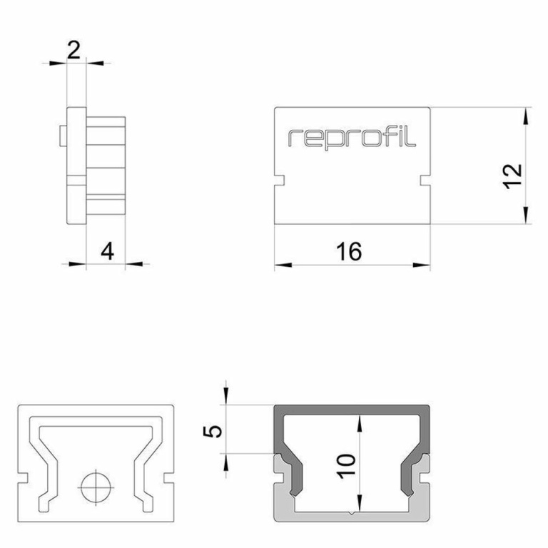 Deko-Light Profil Endkappe, Endkappe H-AU-01-10 Set 2 Stk, Kunststoff, Weiß, Tiefe: 16 mm, Breite: 6 mm, Höhe: