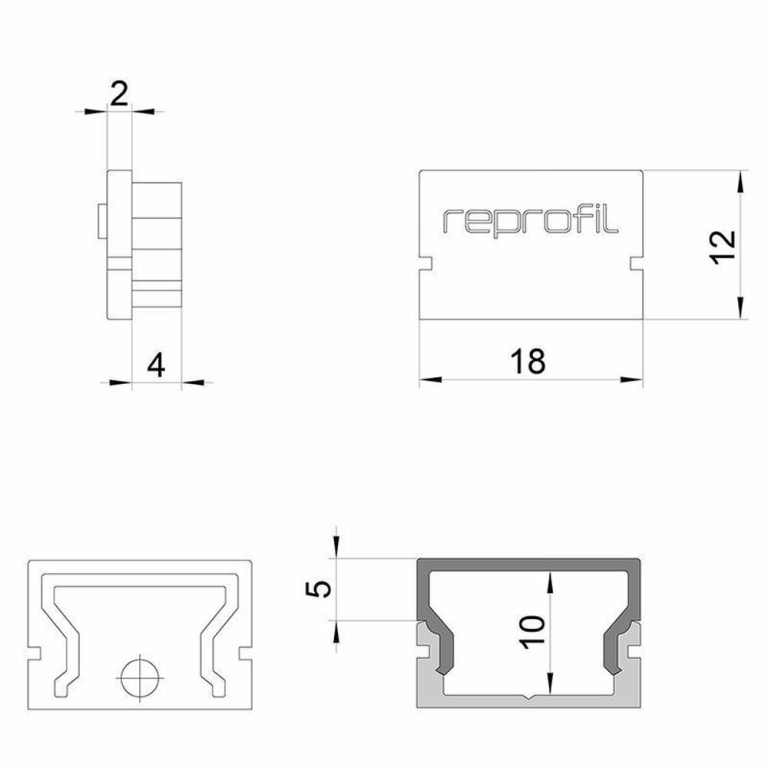 Deko-Light Profil Endkappe, Endkappe H-AU-01-12 Set 2 Stk, Kunststoff, Weiß, Tiefe: 18 mm, Breite: 6 mm, Höhe: