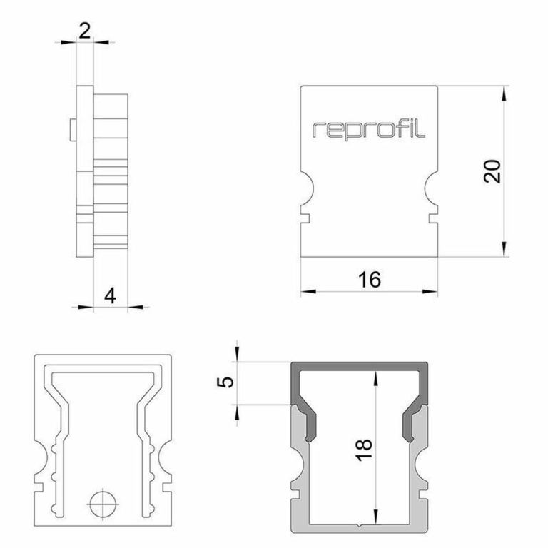 Deko-Light Profil Endkappe, Endkappe H-AU-02-10 Set 2 Stk, Kunststoff, Weiß, Tiefe: 16 mm, Breite: 6 mm, Höhe: