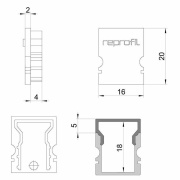 Profil Endkappe, Endkappe H-AU-02-10 Set 2 Stk, Kunststoff, Weiß, Tiefe: 16 mm, Breite: 6 mm, Höhe: