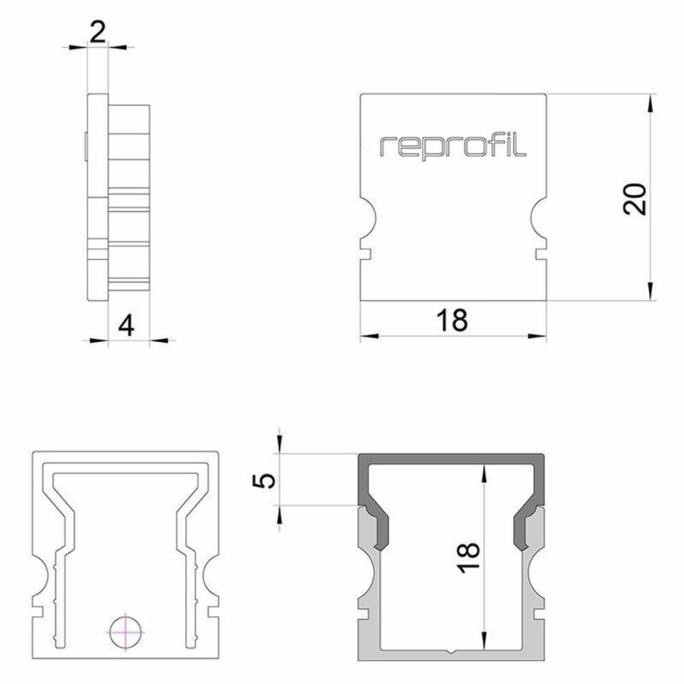 Deko-Light Profil Endkappe, Endkappe H-AU-02-12 Set 2 Stk, Kunststoff, Schwarz, Tiefe: 18 mm, Breite: 6 mm, Höh