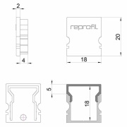 Profil Endkappe, Endkappe H-AU-02-12 Set 2 Stk, Kunststoff, Schwarz, Tiefe: 18 mm, Breite: 6 mm, Höh