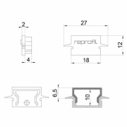 Profil Endkappe, Endkappe H-ET-01-12 Set 2 Stk, Kunststoff, Weiß, Tiefe: 27 mm, Breite: 6 mm, Höhe: