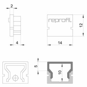 Profil Endkappe, Endkappe H-AU-01-08 Set 2 Stk, Kunststoff, Weiß, Tiefe: 14 mm, Breite: 6 mm, Höhe: