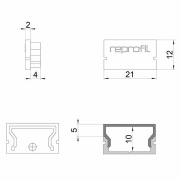 Profil Endkappe, Endkappe H-AU-01-15 Set 2 Stk, Kunststoff, Grau, Tiefe: 21 mm, Breite: 6 mm, Höhe: