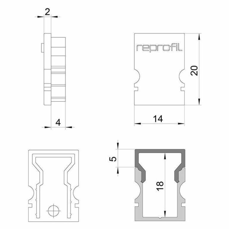 Deko-Light Profil Endkappe, Endkappe H-AU-02-08 Set 2 Stk, Kunststoff, Weiß, Tiefe: 14 mm, Breite: 6 mm, Höhe: