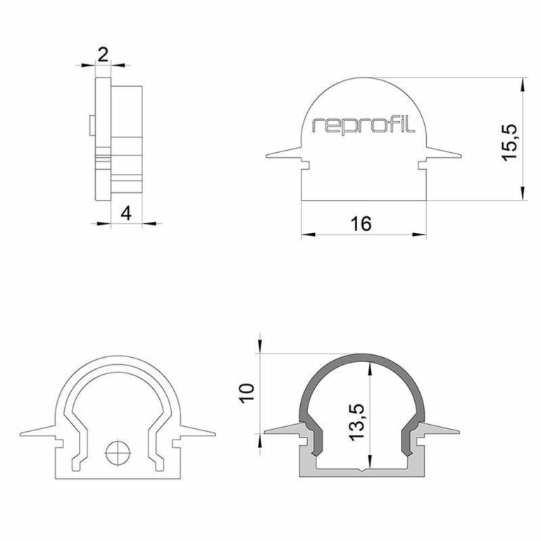 Deko-Light Profil Endkappe, Endkappe R-ET-01-10 Set 2 Stk, Kunststoff, Weiß, Tiefe: 25 mm, Breite: 6 mm, Höhe: