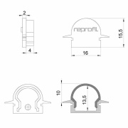 Profil Endkappe, Endkappe R-ET-01-10 Set 2 Stk, Kunststoff, Weiß, Tiefe: 25 mm, Breite: 6 mm, Höhe: