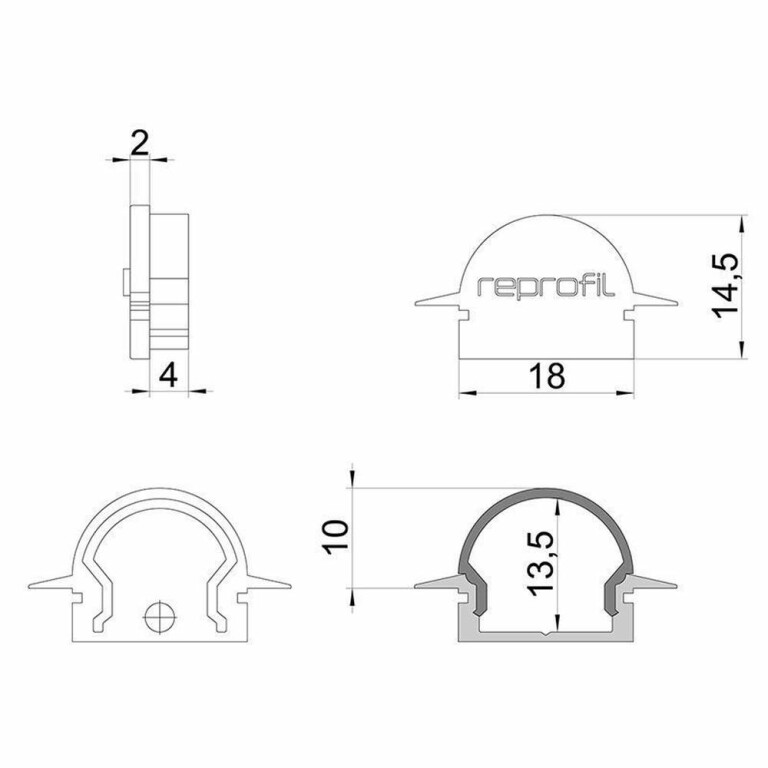 Deko-Light Profil Endkappe, Endkappe R-ET-01-12 Set 2 Stk, Kunststoff, Weiß, Tiefe: 27 mm, Breite: 6 mm, Höhe: