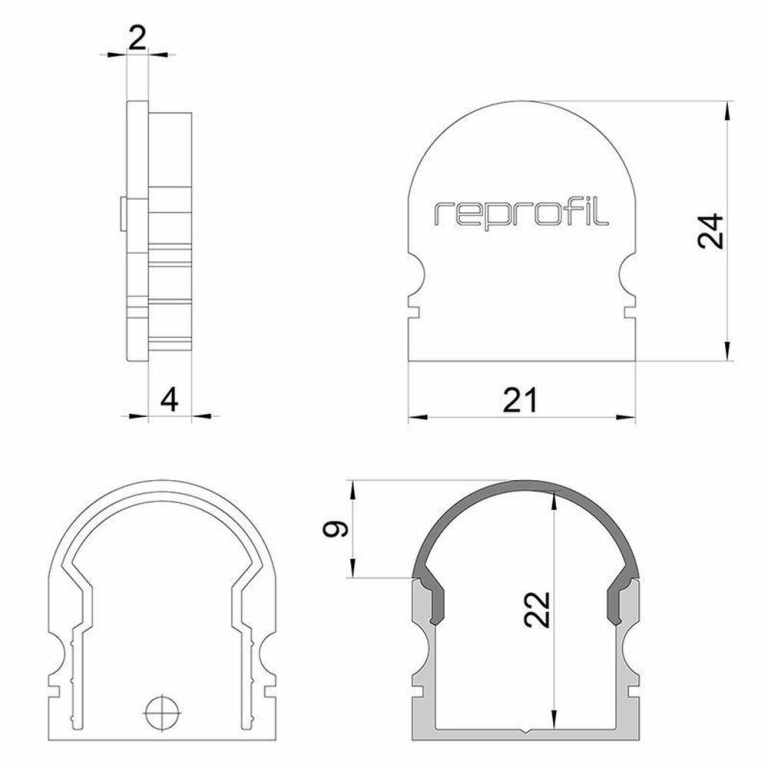 Deko-Light Profil Endkappe, Endkappe R-AU-02-15 Set 2 Stk, Kunststoff, Weiß, Tiefe: 21 mm, Breite: 6 mm, Höhe: