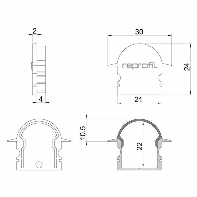 Deko-Light Profil Endkappe, Endkappe R-ET-02-15 Set 2 Stk, Kunststoff, Weiß, Tiefe: 30 mm, Breite: 6 mm, Höhe: