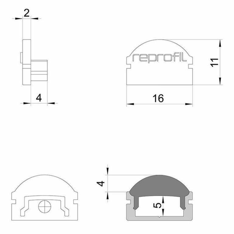 Deko-Light Profil Endkappe, Endkappe L-AU-01-10 Set 2 Stk, Kunststoff, Weiß, Tiefe: 16 mm, Breite: 6 mm, Höhe: