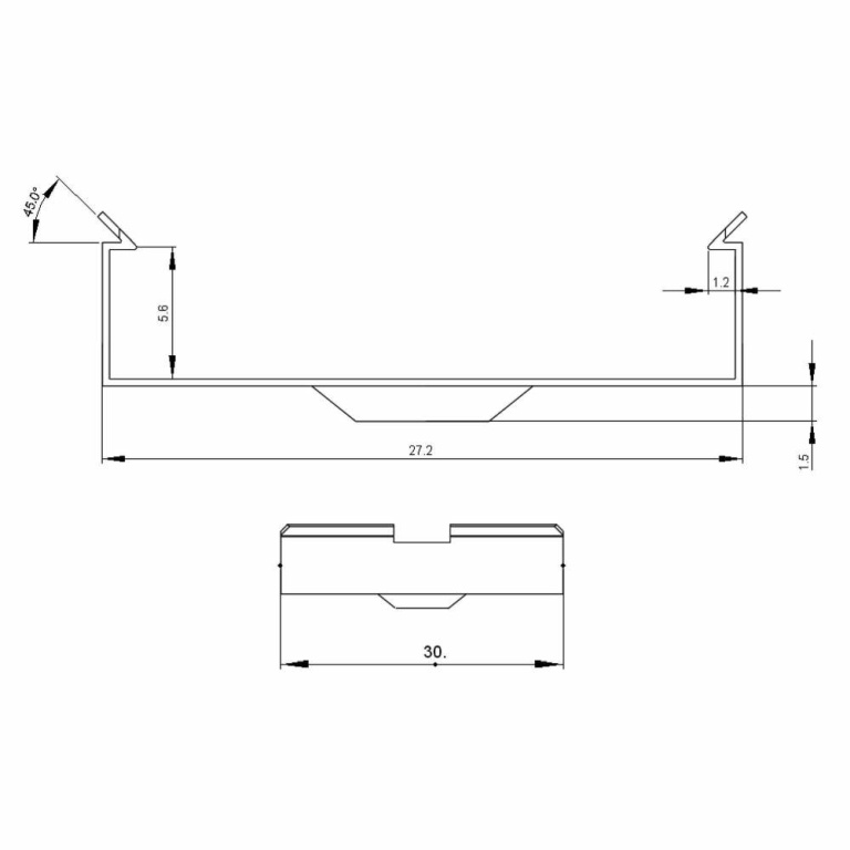 Deko-Light Profil Halteklammer, 2er Set Halteklammern für AU-20, Metall, Tiefe: 30 mm, Breite: 27.2 mm, Höhe: 7