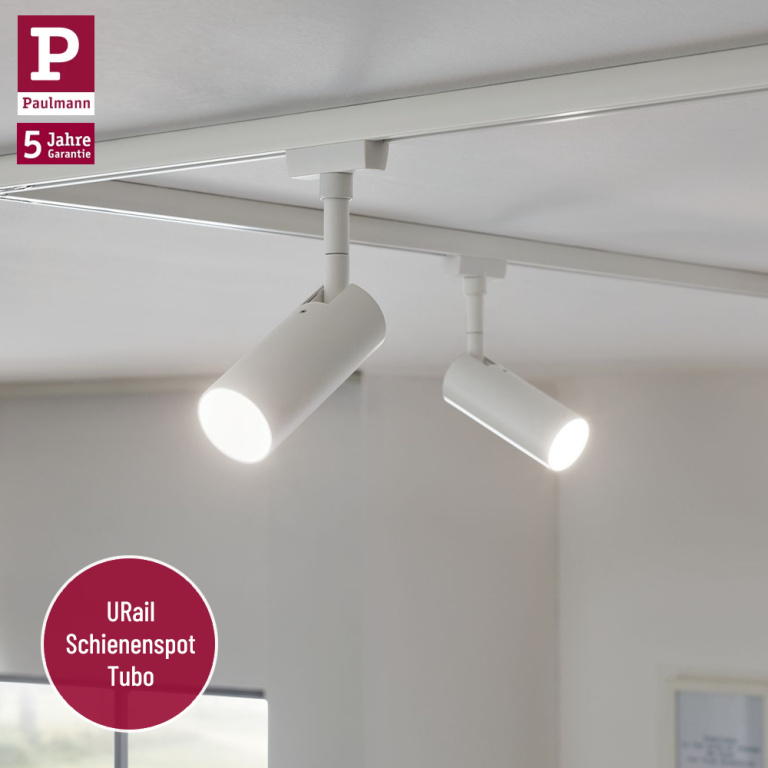 Paulmann URail LED Schienensystem Basis-Set Tubo Weiß + 3 Spots