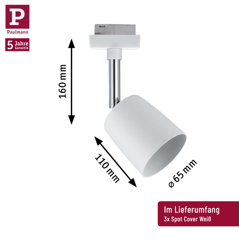 Paulmann URail LED Schienensystem Komplett-Set Cover Weiß + 3 Spots inkl. GU10 Leuchtmittel