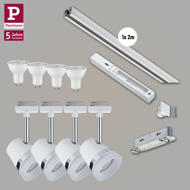 Paulmann URail Komplett-Set Cone Weiß Bundle-Set + 4 Spots inkl. GU10 Leuchtmittel