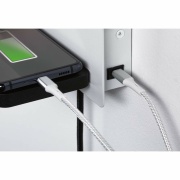 LED Wandleuchte Leselampe Serra Weiß/Schwarz matt dimmbar mit USB-C Anschluss und schwenkbarem Leuchtenkopf 2700K Ablage Euroflachstecker