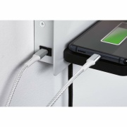 LED Wandleuchte Bett-Leseleuchte Serra Weiß/Schwarz matt dimmbar mit USB-C Anschluss und flexiblem Leuchtenkopf 2700K Ablage Euroflachstecker