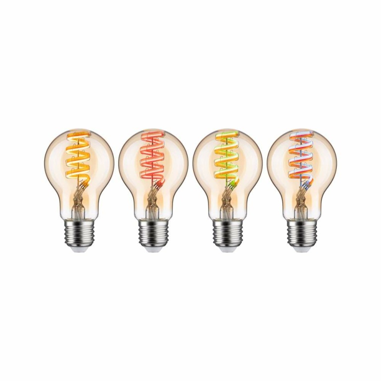 Paulmann Filament 230V Smart Home Zigbee 3.0 LED Birne E27  3x470lm 3x6,3W RGBW+ dimmbar Gold